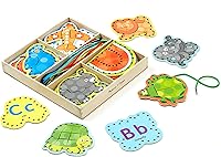 Vista 9 de Melissa & Doug. Juego de tarjetas de madera con paneles de doble cara y cordones a juego