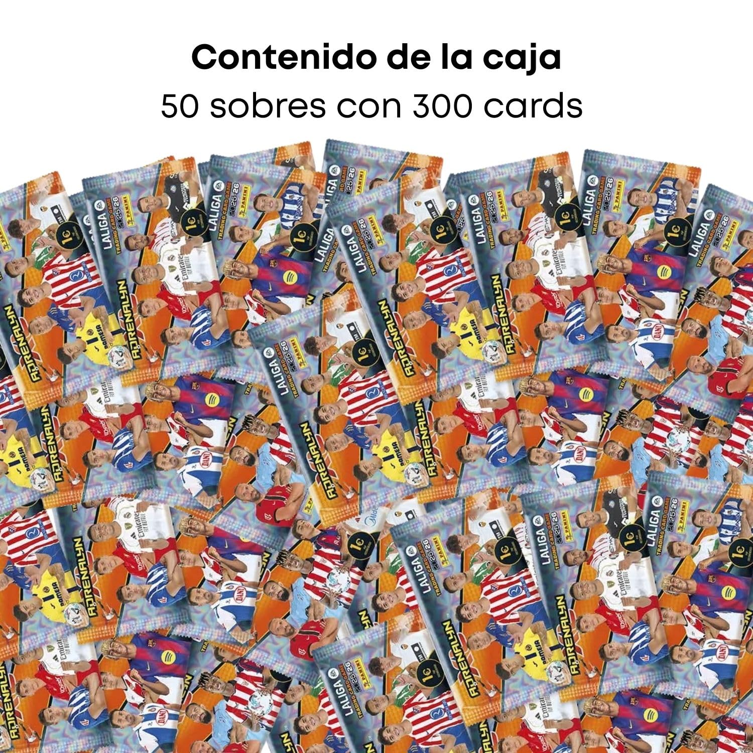 Panini Adrenalyn LaLiga 2025-26, Megapack Edición Básica con 50 sobres adiciones, Álbum Premium con Cartas Exclusivas, Trading Card Game y Deckbox de Regalo para repetidas