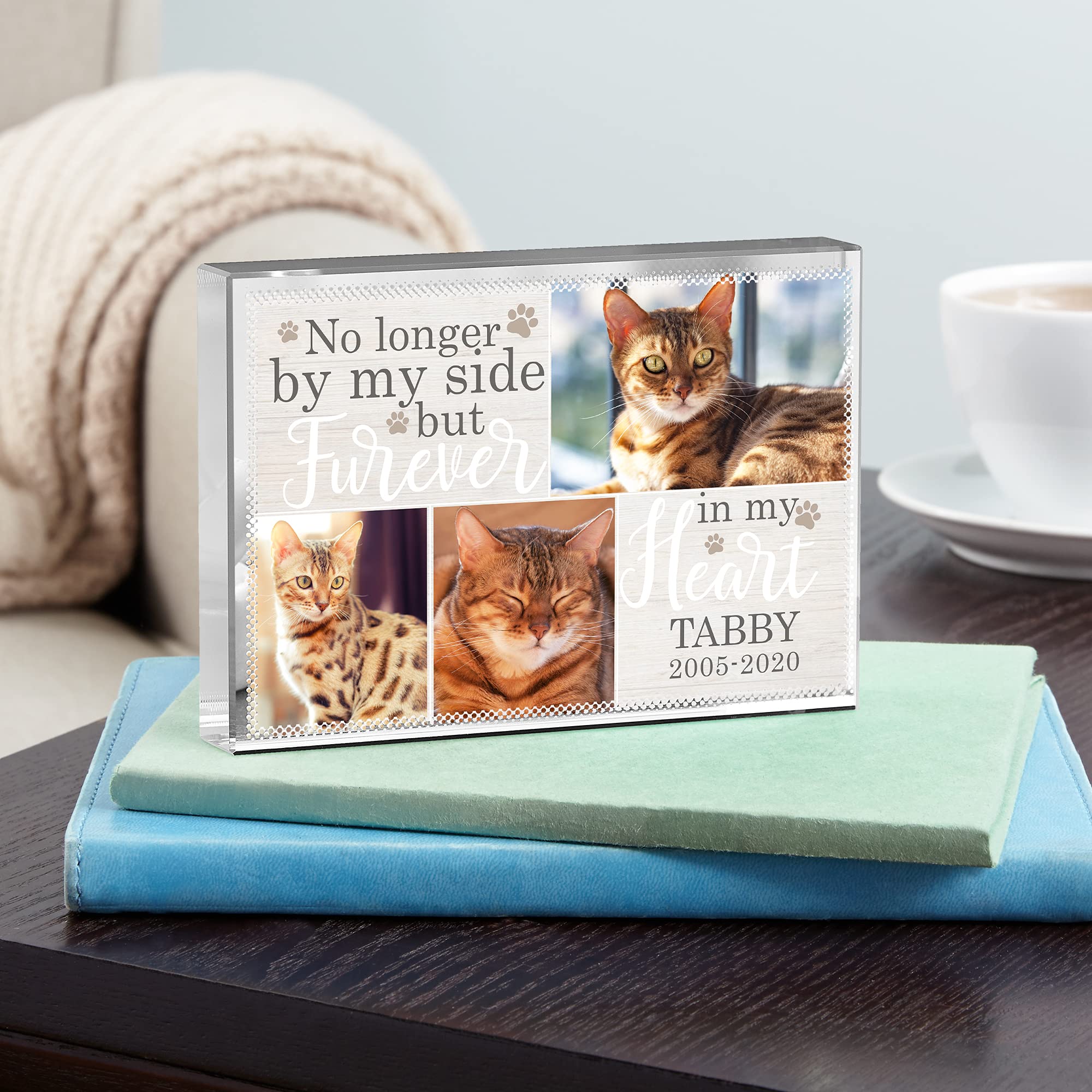 Let's Make Memories Personalized Pet Memorial Photo Glass Block - for Pet Lovers – Small Memorial Block - Customize with Photos, Message