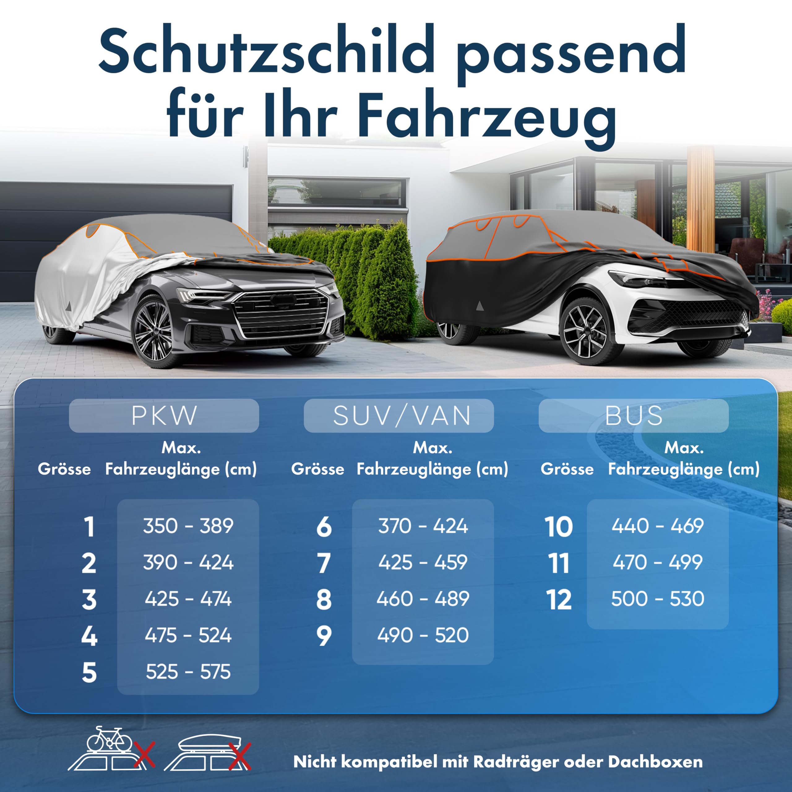PKW Hagelschutzplane Premium Hybrid, Hagelschutzgarage, Hagelschutz Abdeckplane Auto Größe 4