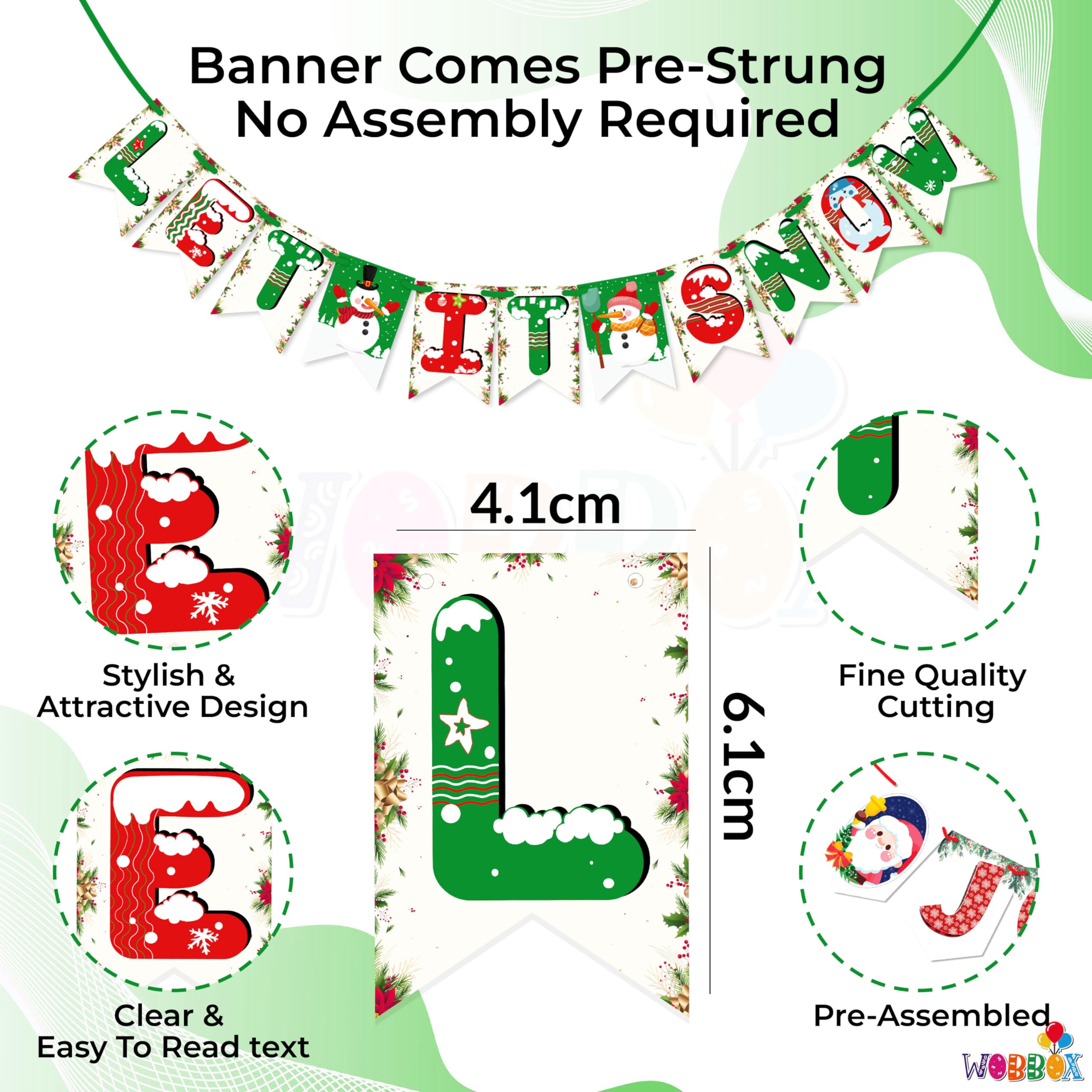 Wobbox Merry Christmas Banner, Happy Christmas Banner, Christmas Decorations Items For Home-FP1457
