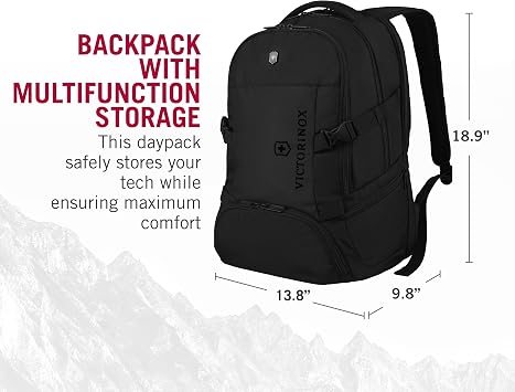 Victorinox VX Sport EVO Deluxe Backpack - Modern Backpack to Carry Travel Accessories - Includes Airflow Channels & Adjustable Straps - 28 Liters, Black