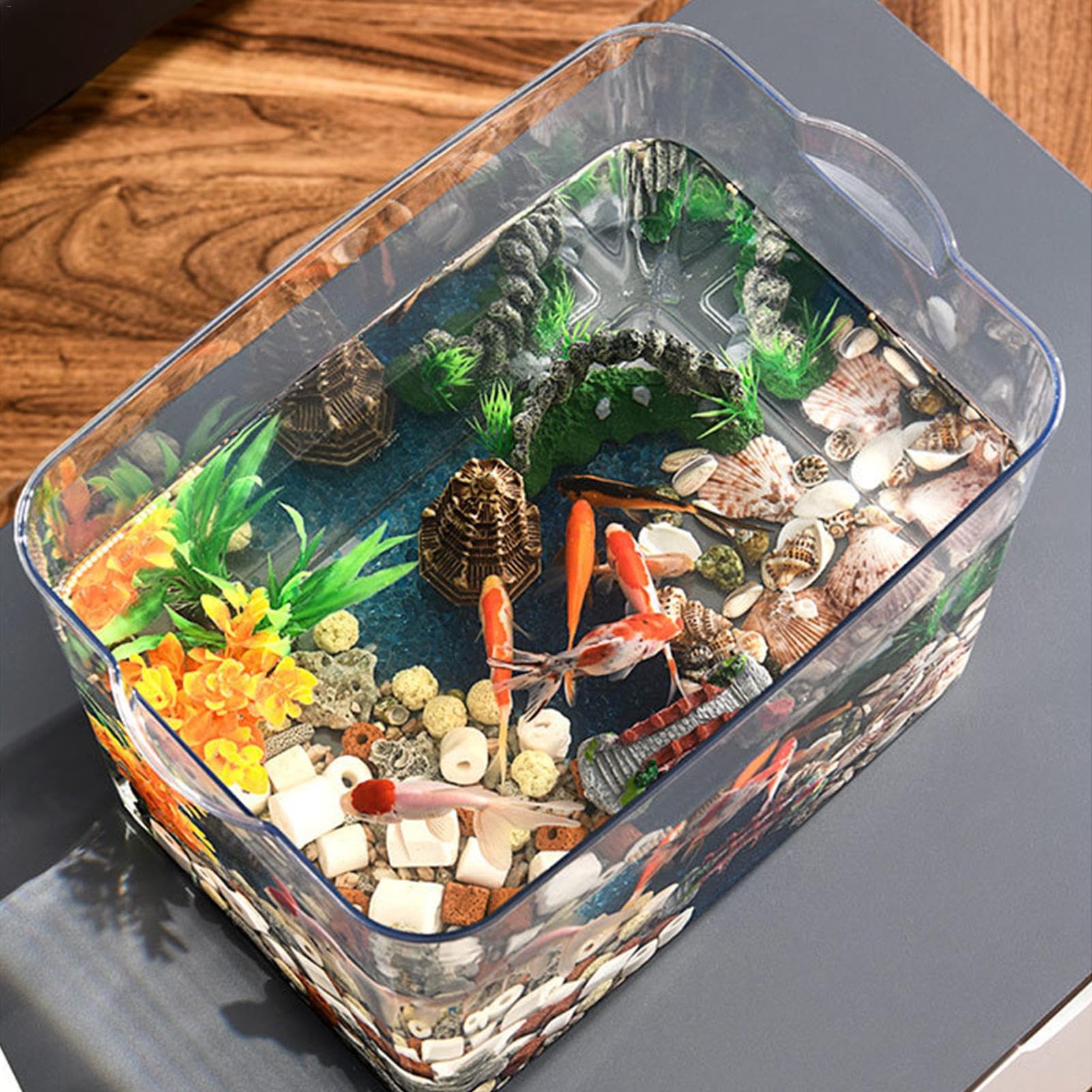 Fischglas für Anfänger, kleines Fischglas, stapelbar, transparent | stapelbar, für kleine Fische, Schildkrötentanks, kleines Aquarium für temporären Raum