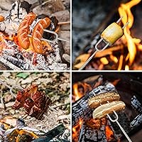 Vista 9 de Smores Sticks para hoguera – Palitos para asar malvaviscos y palitos para asar perros calientes, brochetas extensibles de acero inoxidable