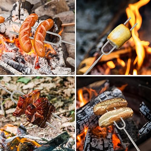 Miniatura 9 de HOOPLE Smores Sticks para hoguera, palos telescópicos para asar malvaviscos de 32 pulgadas, pinchos para fogata, barbacoa, hoguera, artículos