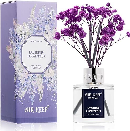 Miniatura 52 de Airkeep Juego de difusor de varillas – 3.38 onzas líquidas (3.4 fl oz), difusor de aroma de bambú para el hogar, incluye 8 varillas difusoras