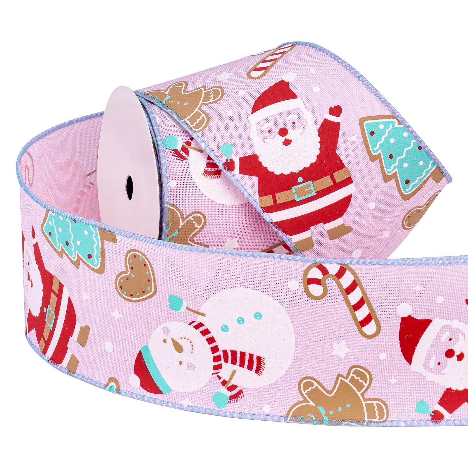 WoodHoming Christmas Wired Edge Ribbon - 4 Roll 24 Yards...