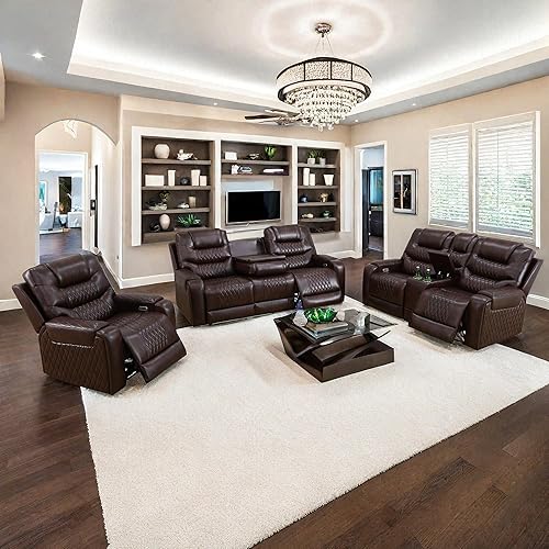 Living Room Furniture Set, Power Reclining Sofa Set, Air Leather