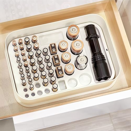 Miniatura 4 de iDesign - Organizador de baterías divididas de plástico reciclado, 7.6 x 11.1 x 1 pulgadas, coco