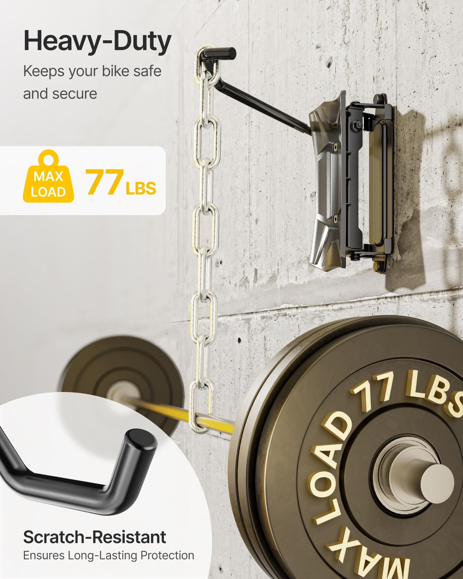 monTEK Fahrrad-Wandhalterung für 11,4 cm Reifenbreite, schwenkbarer Fahrrad-Wandaufhänger, hält bis zu 35 kg, platzsparender Fahrradständer, Garage, robuste Fahrradaufbewahrung für Schlafzimmer