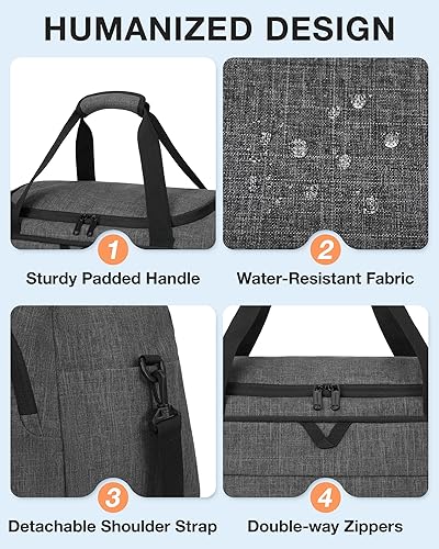 Miniatura 3 de Bolsa de lona para viajes, bolsa de viaje BAGSMART de fin de semana, bolsa de viaje con bolsa de aseo personal, bolsa de zapatos, Gris oscuro, Viajes