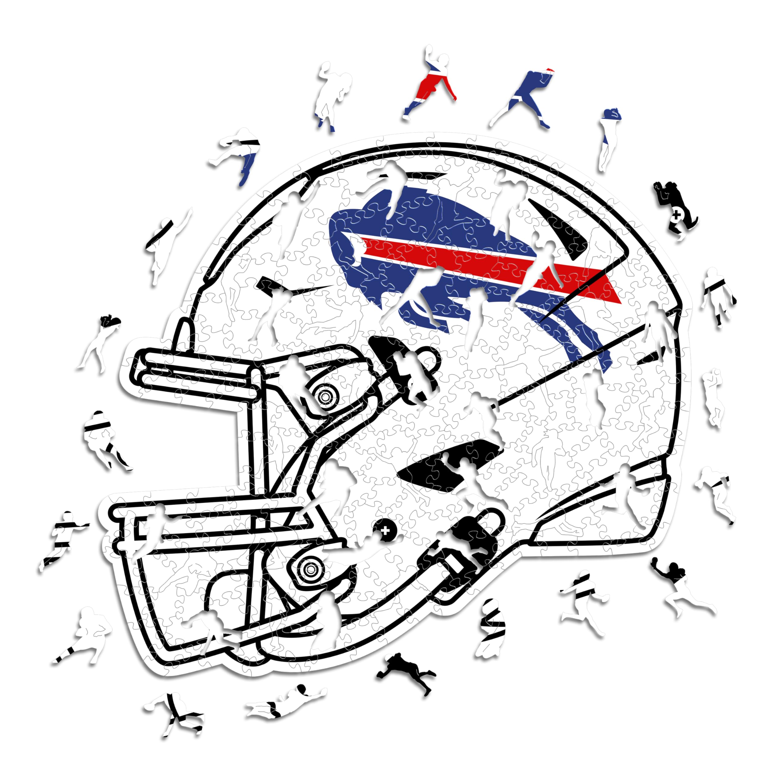 Iconic Puzzles, Buffalo Bills Helmet, Wooden Puzzle officially licensed NFL, 100% sustainable