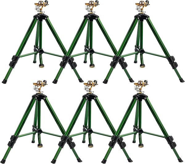 Hourleey Extra Tall Lawn Sprinklers, Heavy Duty Tripod Sprinklers with Brass Sprinkler Head, 360 Degree Large Area Cover