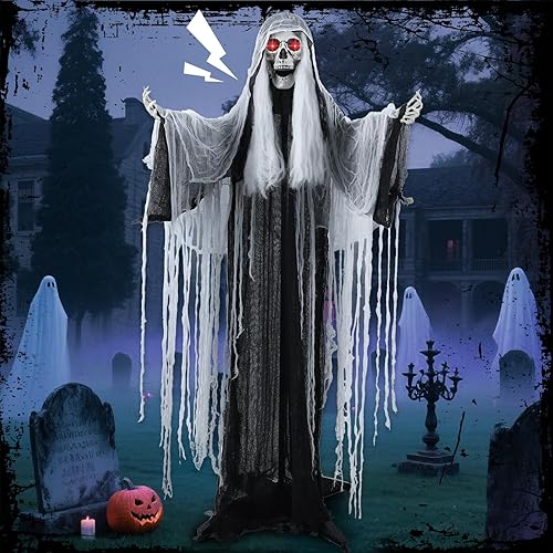 LETIME 5 FT Witch Animatronic Halloween Decorations with Sound Activation