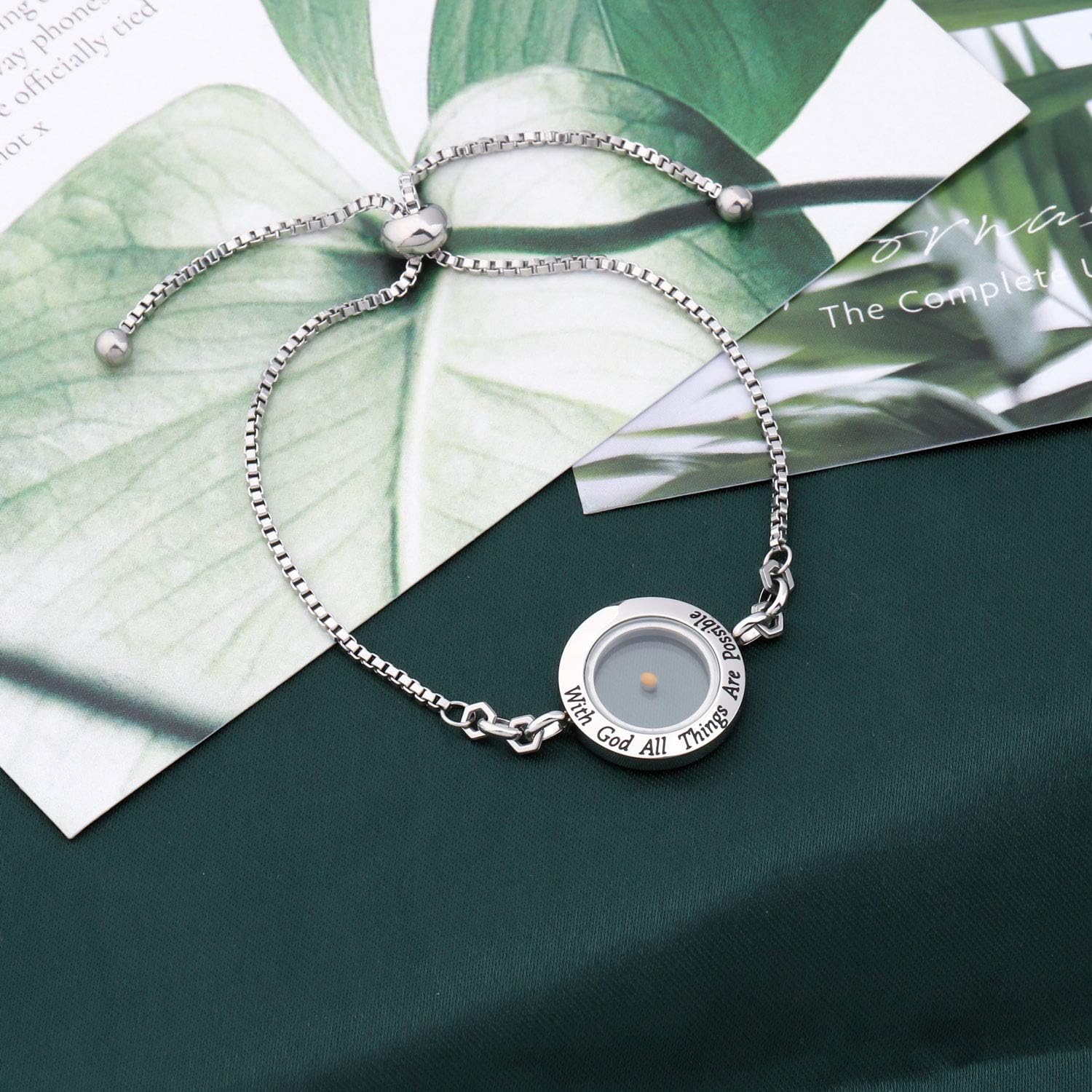 FAADBUK Christian Mustard Seed Bracelet Christian Gift With God All Things Are Possible Mustard Seed Jewelry Bracelet Religious Gift Jewelry - Image 3