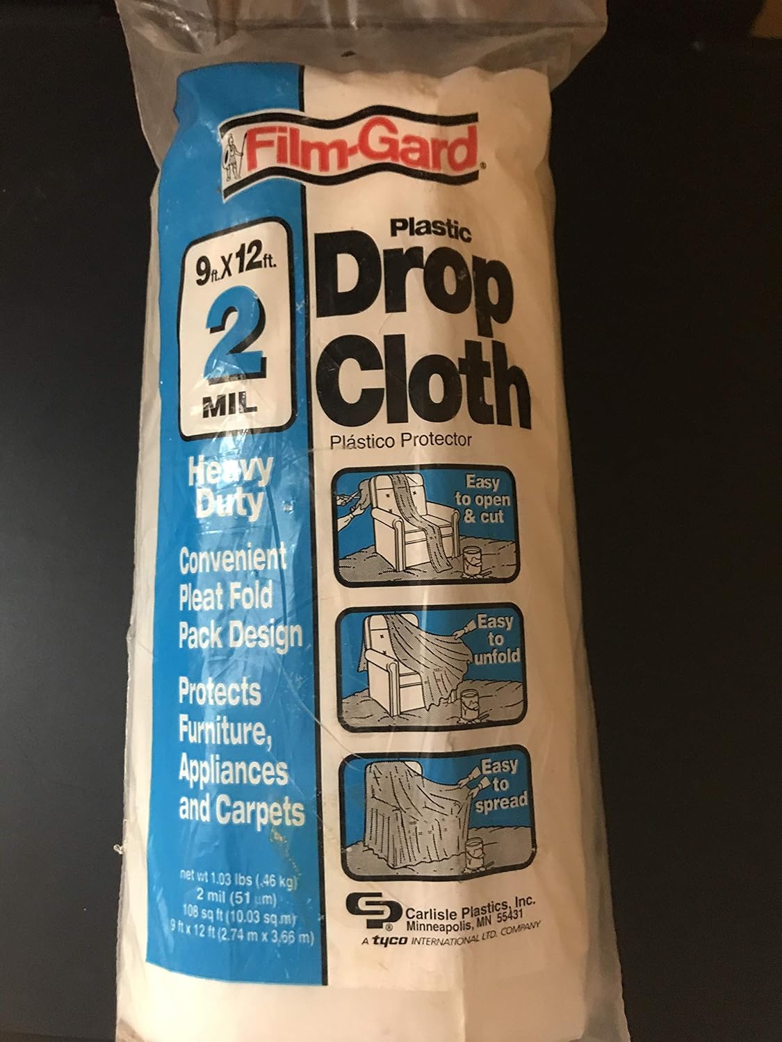 Film-Gard 9 ft. W x 12 ft. L x 2 mil Plastic Drop Cloth 1 pk