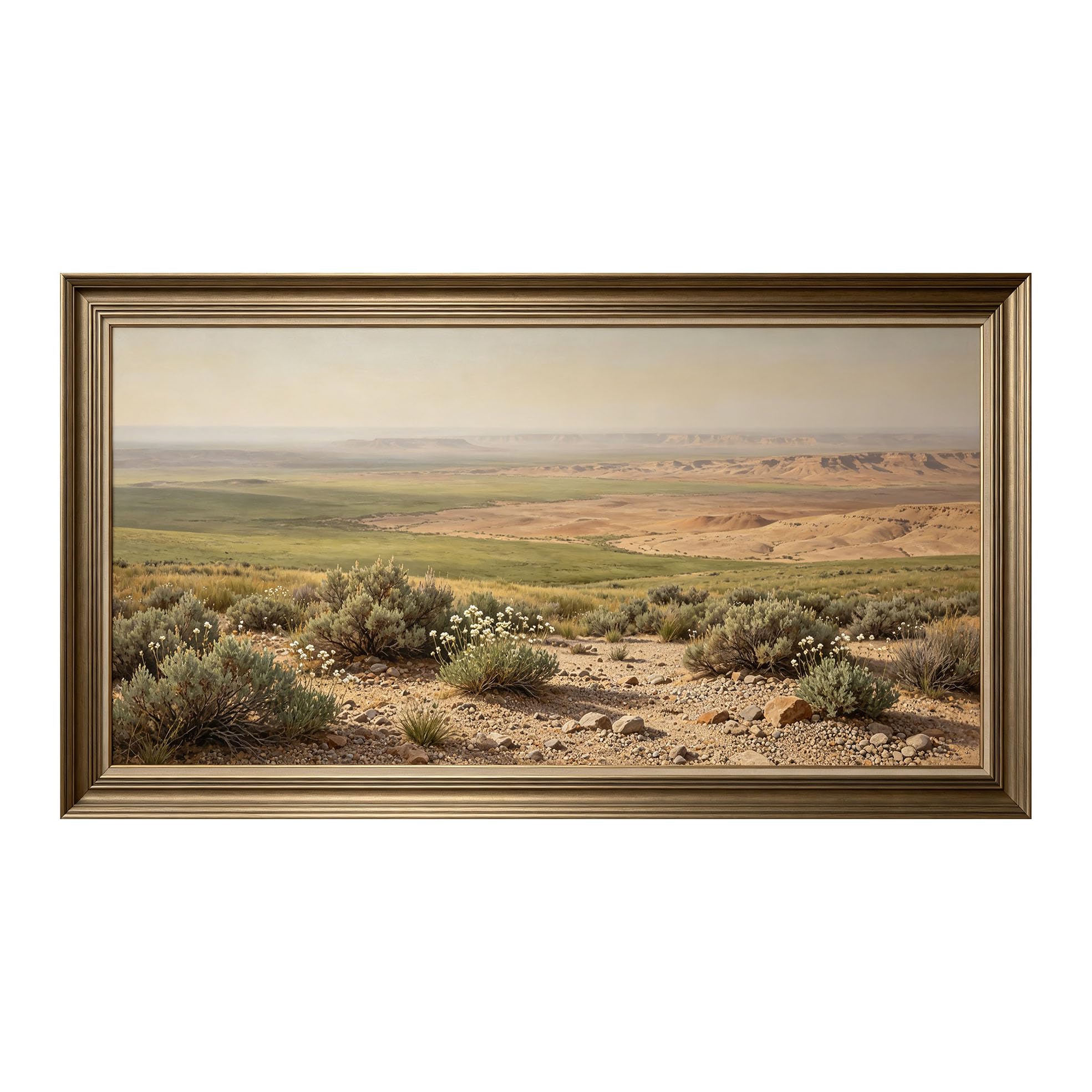 Yzpallescene 3D Framed Wall Art 50cm×100cm Panoramic Desert Landscape Realistic Oil Painting Large Size SelfAdhesive Removable Wall Decor Prints Artwork for Living Room Bedroom Office