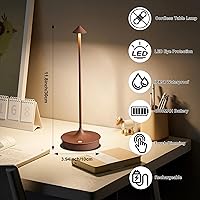 Vista 3 de Lámparas de mesa inalámbricas recargables, lámpara de escritorio LED de 4000 mAh, funciona con pilas, para exteriores, impermeable, portátil