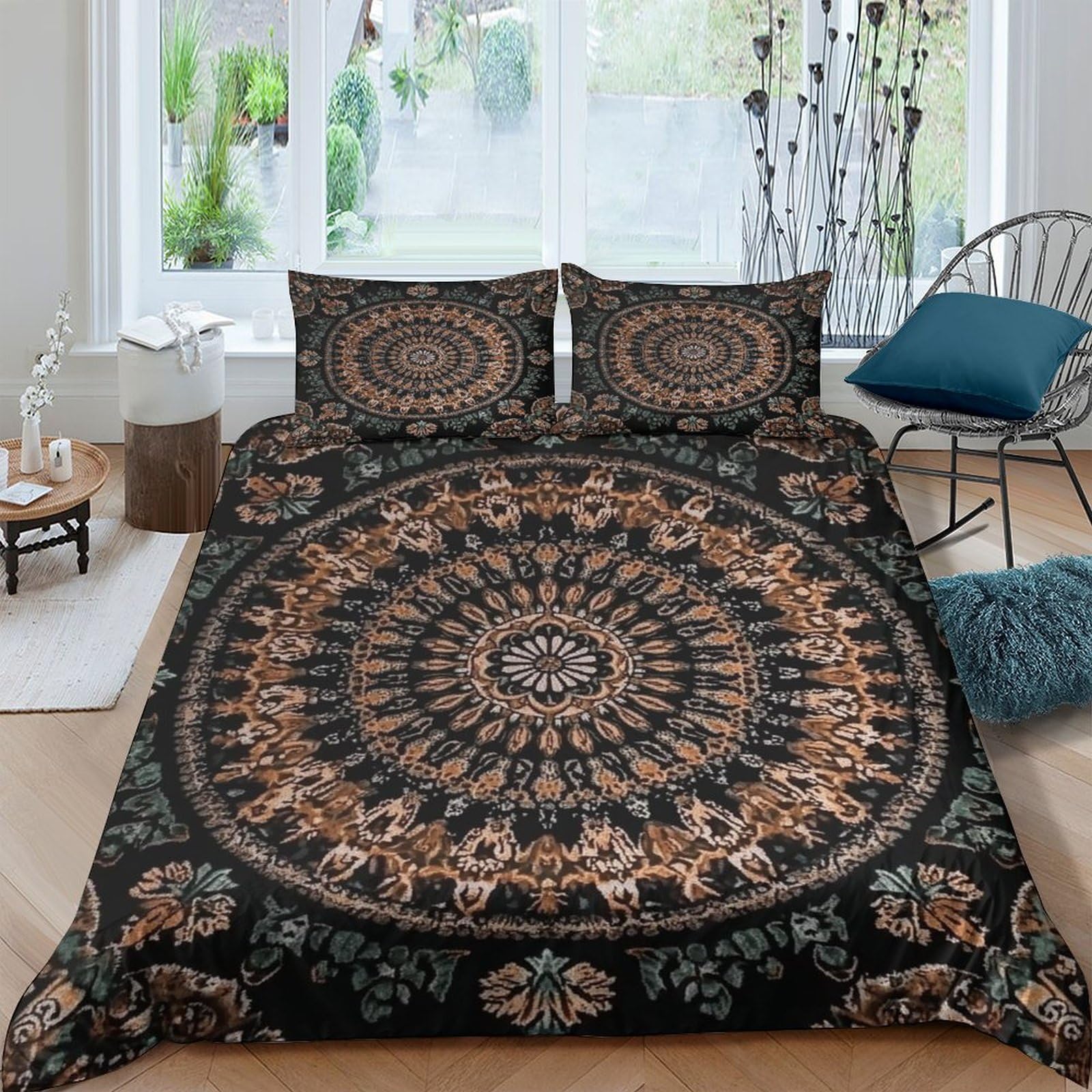 Ctjqhvkz Style-4 3D Printed Mandala Bohemian Fitted Sheet Microfiber Soft Breathable Ethnic Circle Mattress Cover For Bedroom Living Room Decor Single（135X200cm）