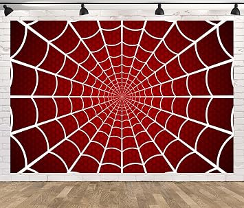 Spider Web Backdrop 7x5ft Fabric Happy Birthday Banner Themed Party Decor Photography Background for Boys Girls 1st Birthday Party Supplies Baby Shower Photo Booth Props