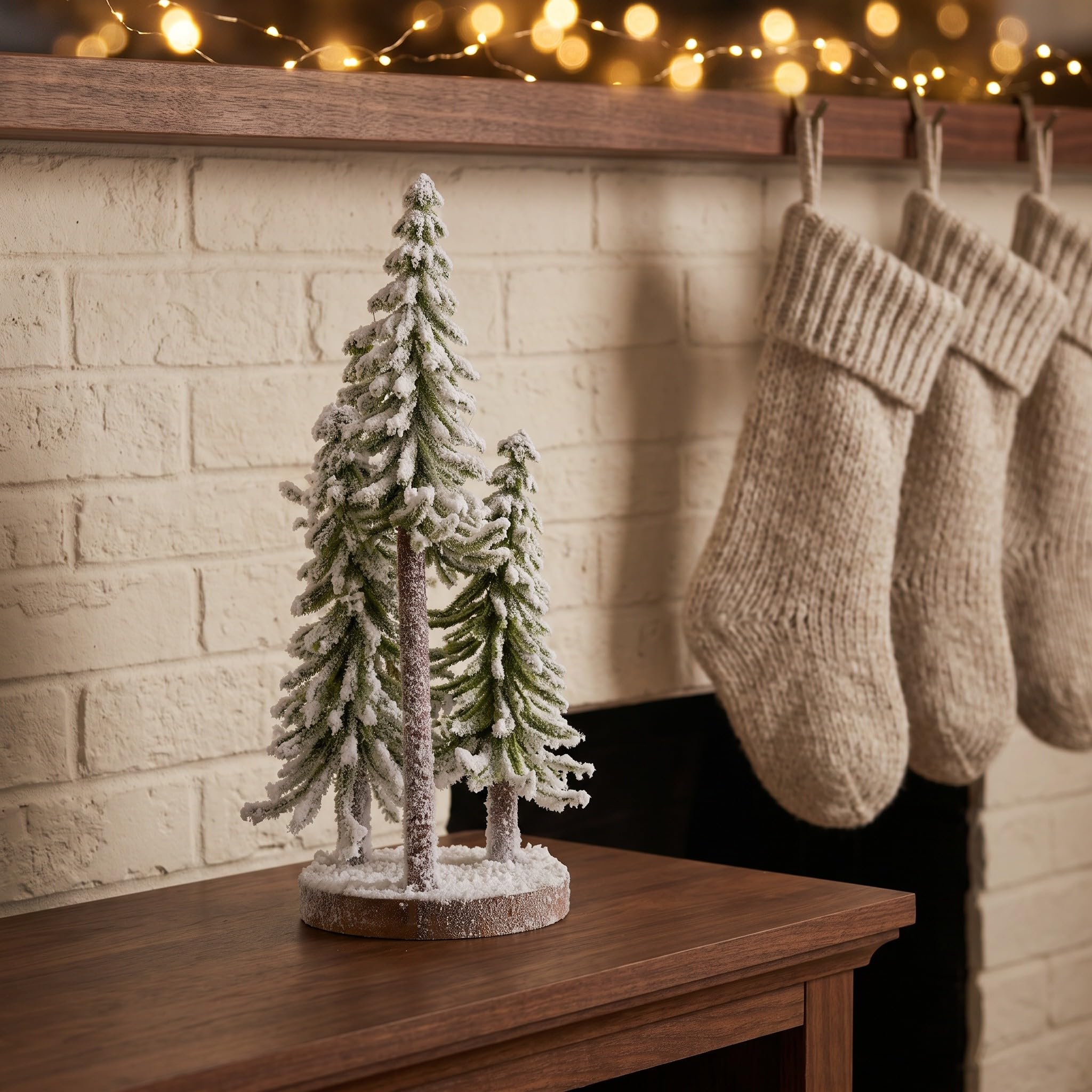 Zerodeko Albero di Natale artificiale innevato con base in legno, albero in