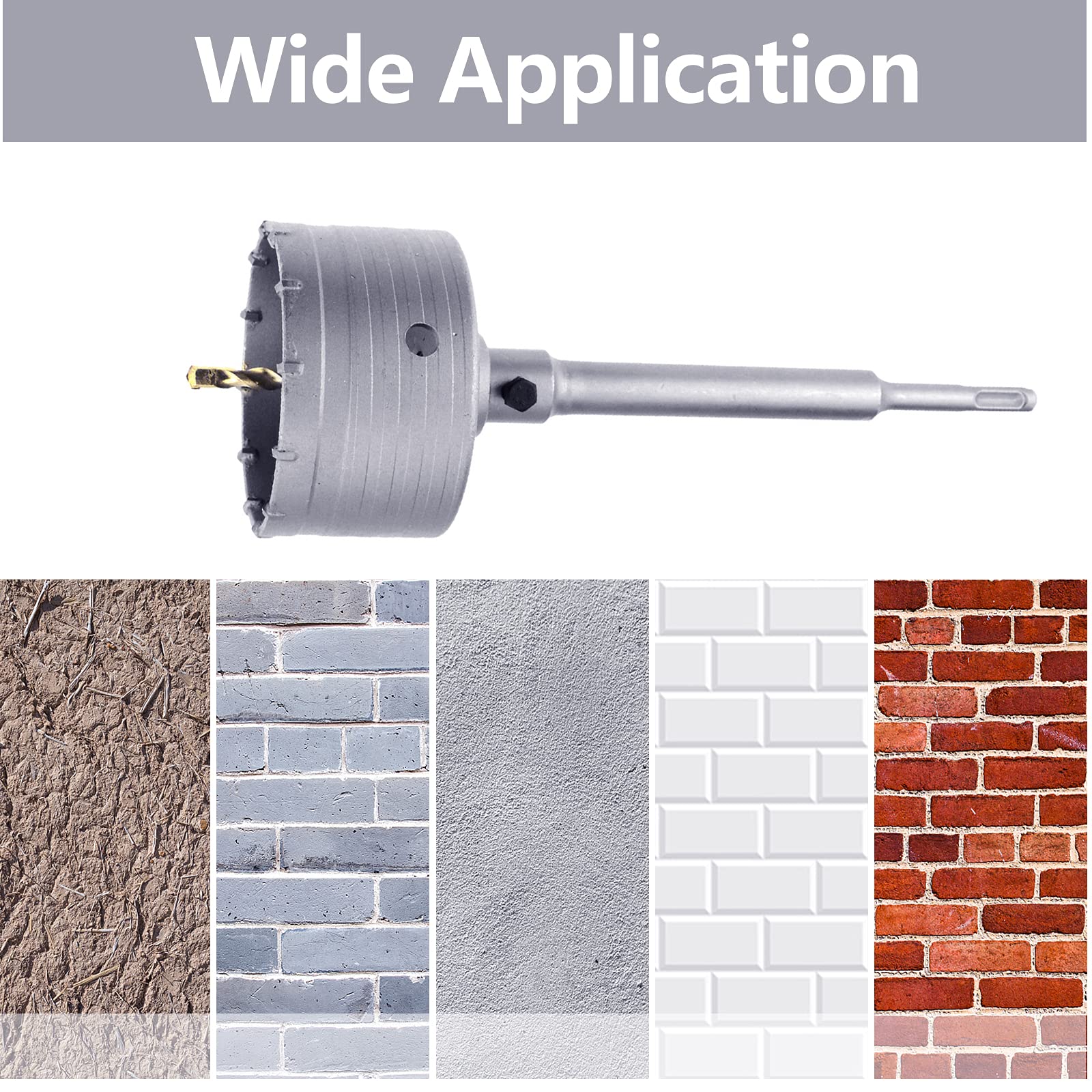 160mm ( 6.3 inch ) Concrete Hole Saw with 220mm SDS Plus Shank Connecting Rod Cement Hole Saw for Cement Brick Concrete Stone Wall(160mm)