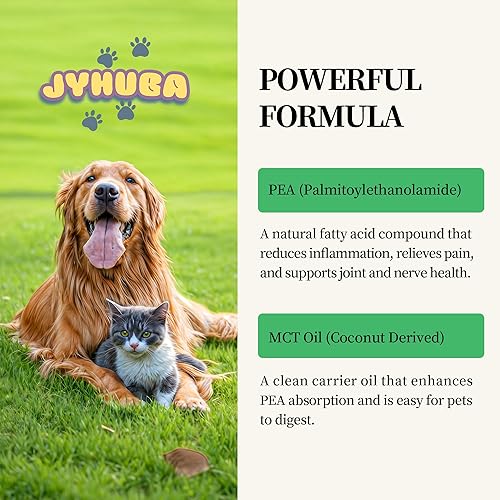 Miniatura 3 de JYHUBA Gotas para aliviar el dolor de mascotas, antiinflamatorias naturales para perros y gatos con aceite de guisante y MCT alivia el dolor de