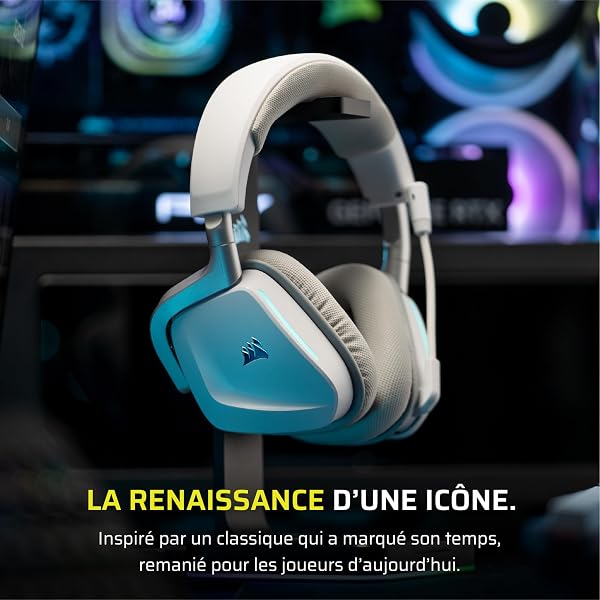 Corsair Void v2 Wireless Gaming Headset with Bluetooth for PC, PS5, PS4, Switch, Mobile â Dolby Atmos, 70 Hr Battery, Dual Wireless, Lightweight, Fast Charging â White - 1