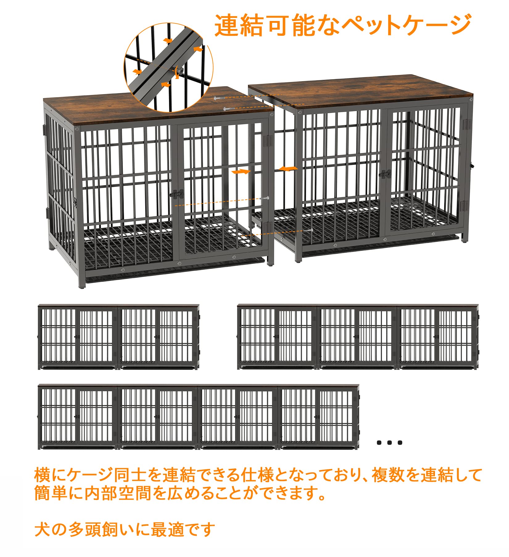 Amazon.co.jp: BingoPaw 犬用ケージ 屋根付き 大型犬 中型犬 2匹小型犬 