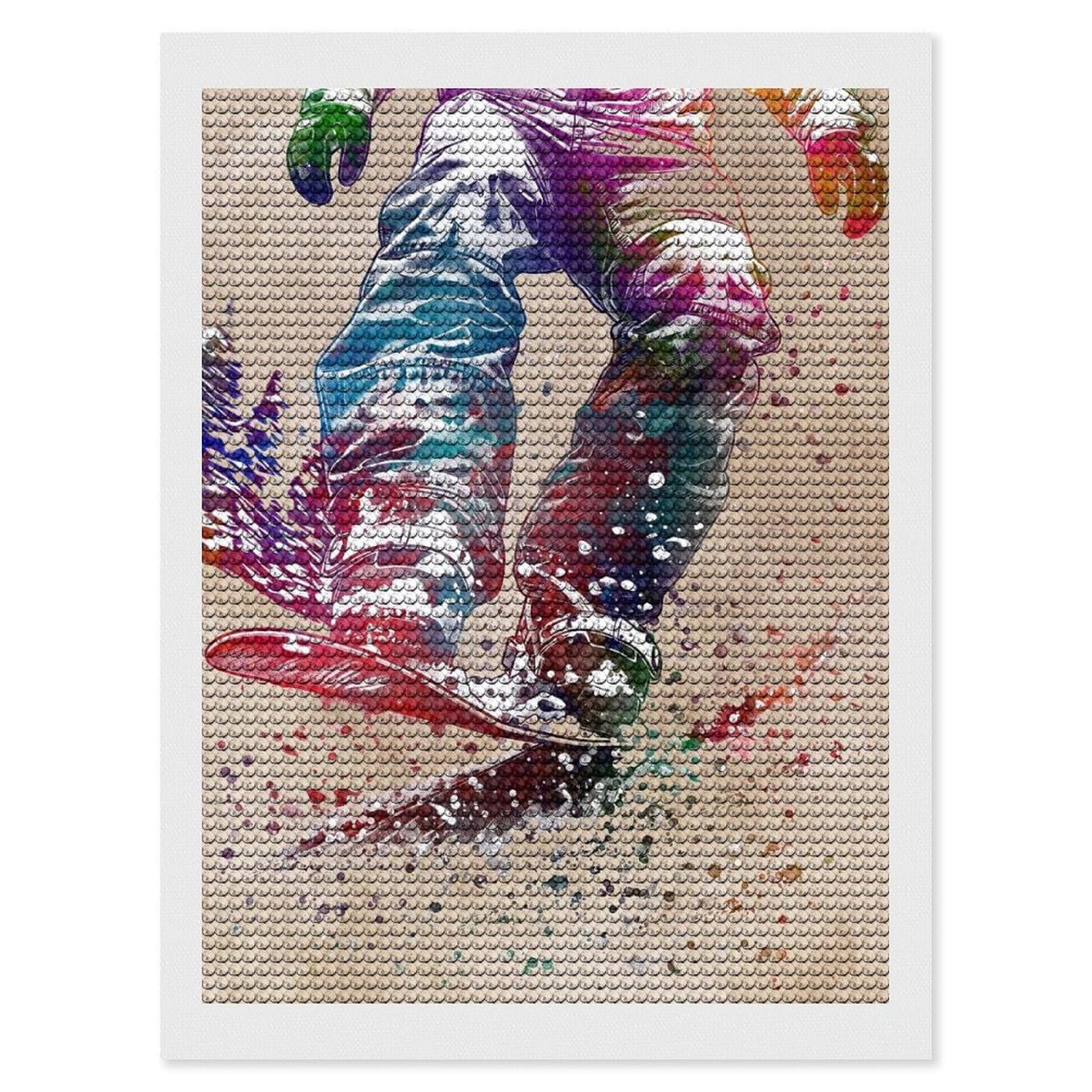 Junmoney Snowboarder Watercolor Art Crystal Diamond Art Kit 12"x16", Modern Decor, Boho Decor, Wall Art Gift, Decorative Artwork, Creative Hobby