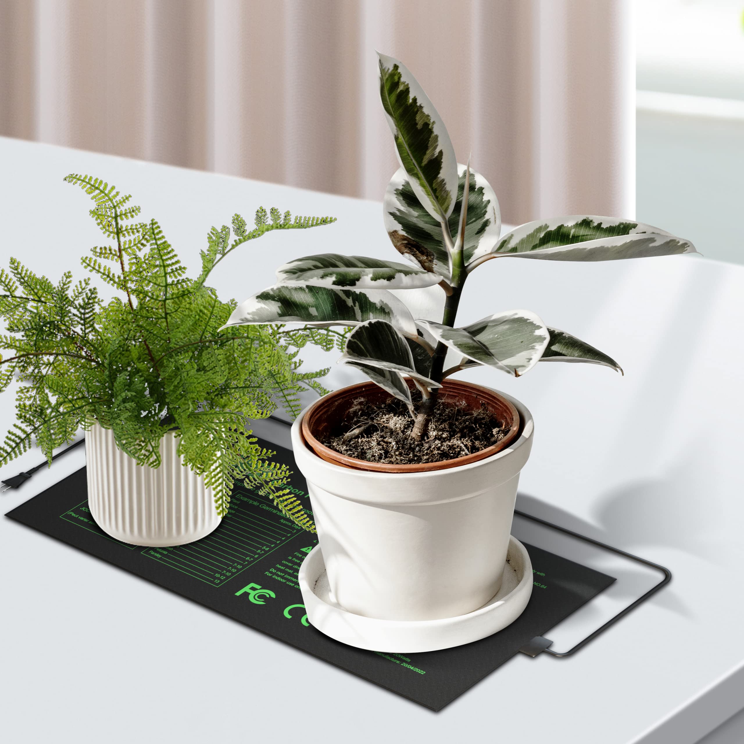 iPower Tapete para plántulas para Plantas con Controlador de Temperatura Digital Dual, 10 x 20.7 Pulgadas, Color Negro