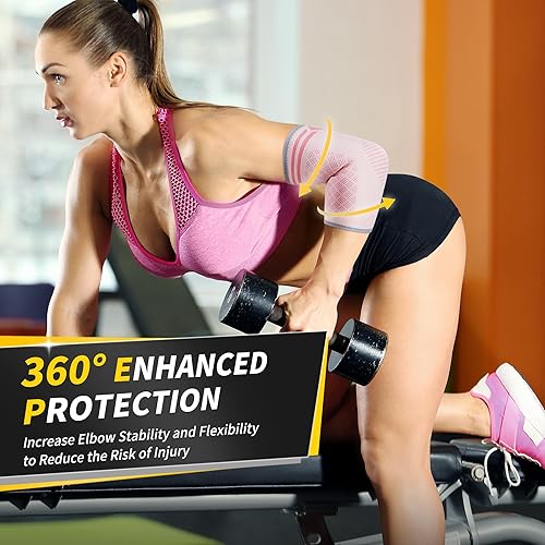 Vista 32 de CAMBIVO Paquete de 2 coderas para tendinitis, codo de tenista, manga de compresión para alivio del dolor de codo de golfistas, artritis, bursitis