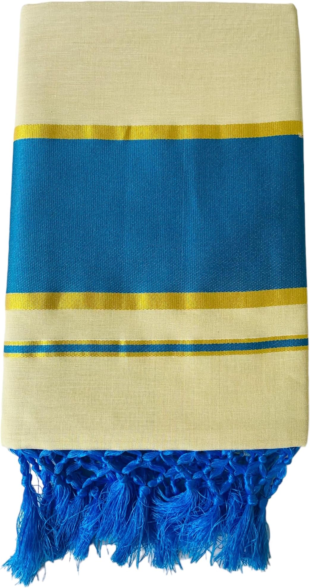 Kuthampully Kerala Saree |Traditional South Indian Sarees |Onam Tissue Kasavu Saree |Authentic South Cultural Sarees | Women's Plain Zari Kasavu |EKM-778 Pack -1 (Light Blue)