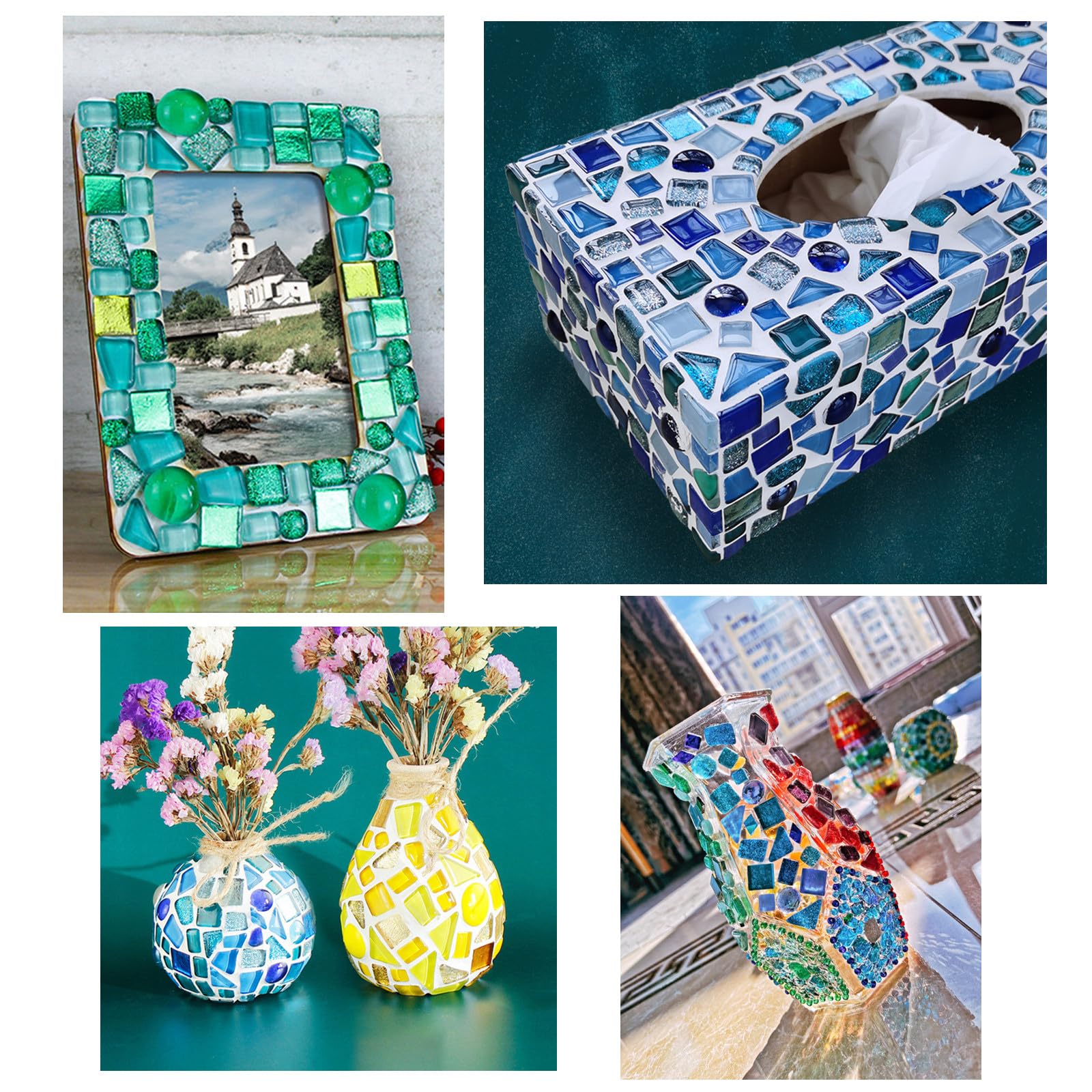 200g Tessere Mosaico Vetro 1.5x1.5cm - Colore Giallo - Per Artigianato E Decorazioni - Foto 6