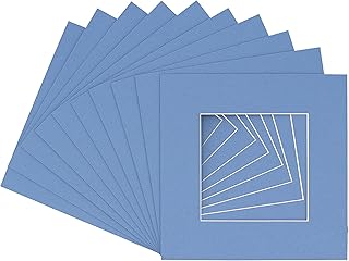 CountryArtHouse Brittany Blue Acid Free 14x14 Square Picture Frame Mat with White Core Bevel Cut for 10x10 Pictures - Fits 14x14 Frame - Pack of 1 Matboard