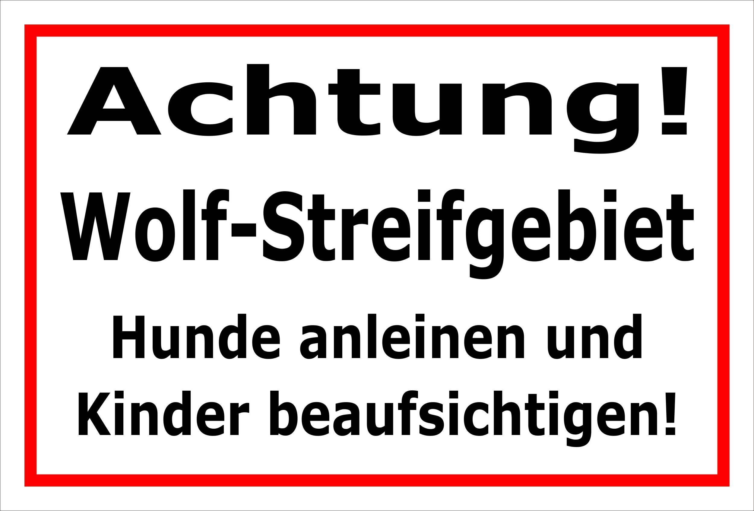 Warnschild ‚Wolfsgebiet – Betreten Auf Eigene Gefahr‘ – 45x30 Cm, Aluverbund, Wetterfest