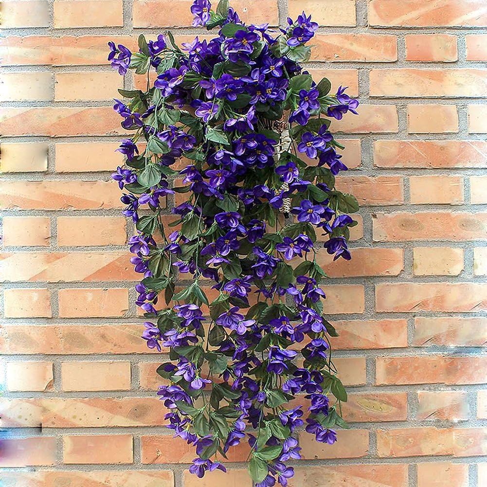 1 Bunch of Artificial Violet Hanging Garland Vine Flower Trailing Bracket Plant(blue)