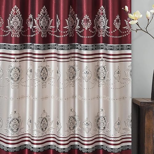 Miniatura 8 de GOHD Harmony Horizon. Panel de cortina jacquard con cenefa de lujo adjunta. Juego de 2 piezas. Cada pieza de 54 pulgadas de ancho x 90 pulgadas de