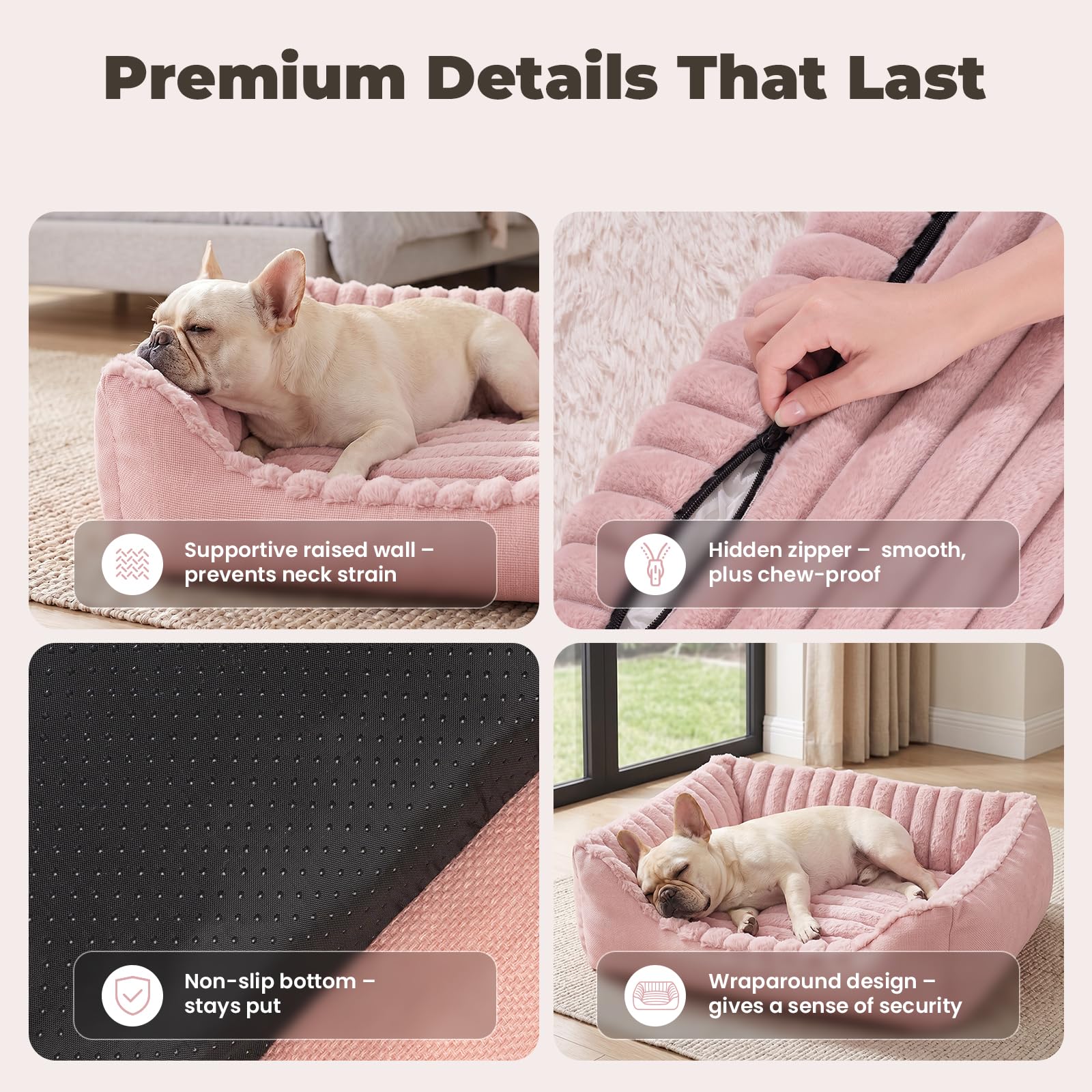 Avont Cuccia Cane Interno, Cuccia per Animali Domestici con Fondo Antiscivolo e Cuscino Rimovibile, Lavabile, per Cuccioli di Piccola e Pedia Taglia, Rosa (S)