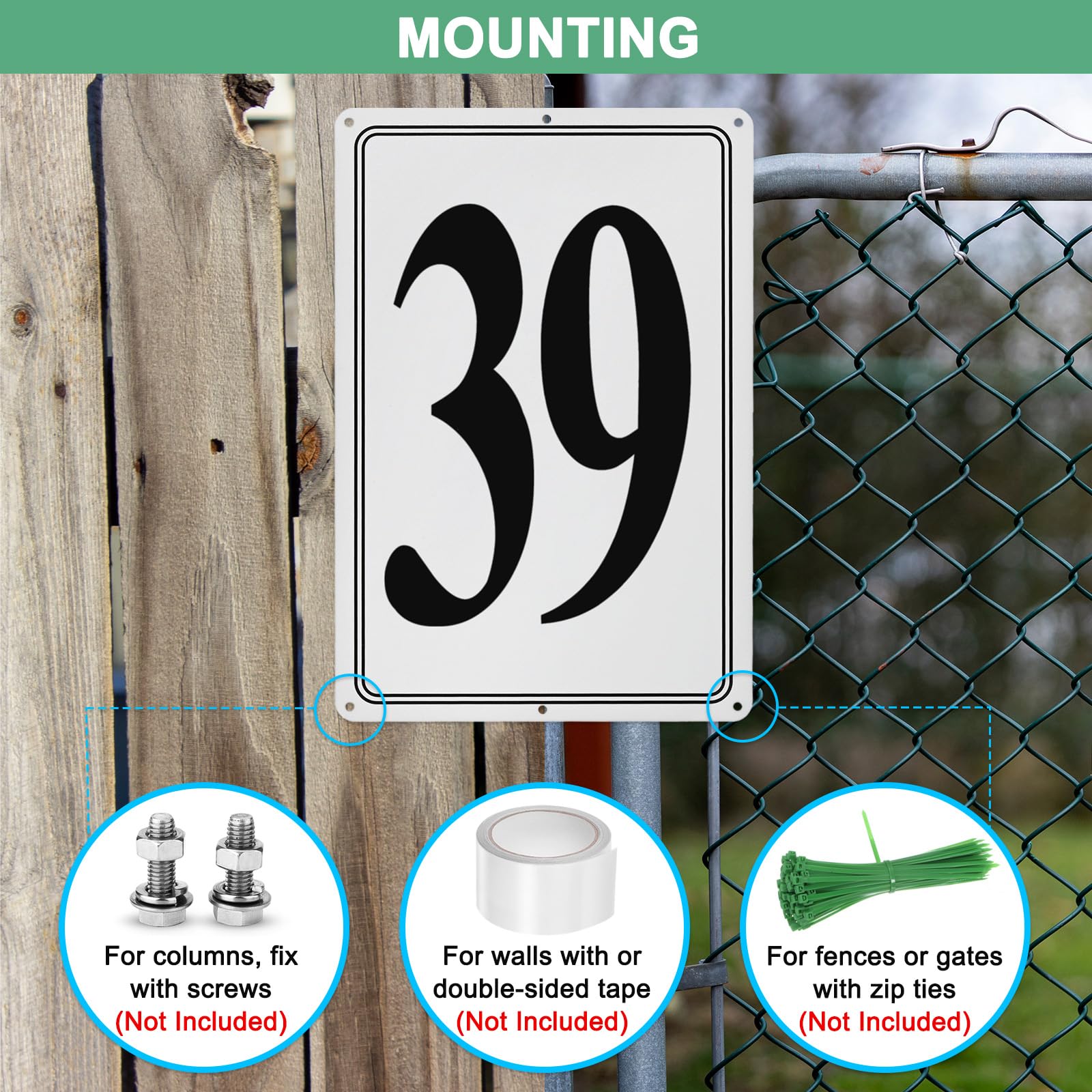 M METERXITY Aluminum Number Sign 39, 11.8 Inch House Numbers and Metal Letters, Parking Spot Letter Signs - Image 4