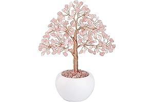 Feng Shui Natural Healing Crystal Gemstone Rose Quartz Tree