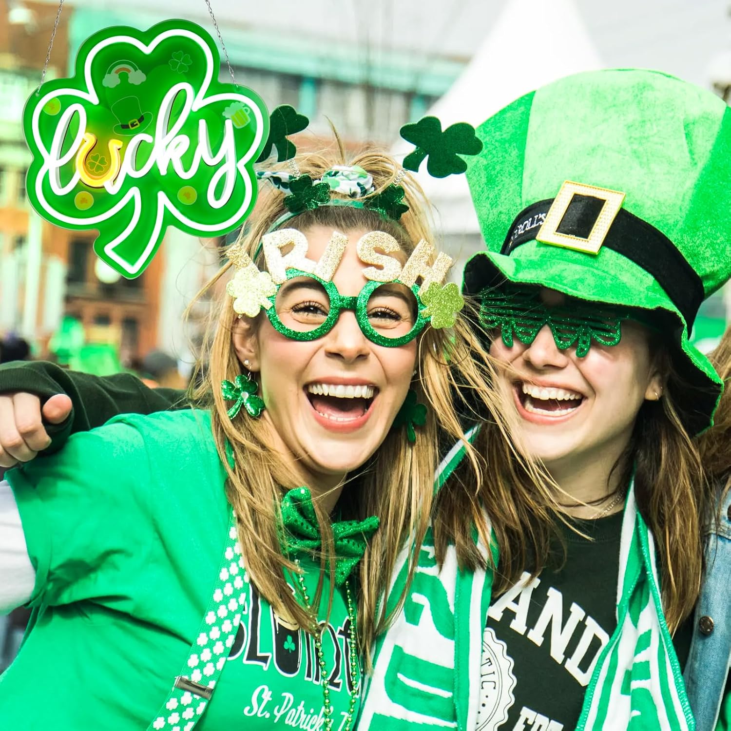 St. Patrick's Day Art Neon Signs Shamrock LED Neon Lights Dimmable Wall Decor for Kids, Room, Office, St Patrick's Day Party Gift Art for Boys Girls-13.2×12.6 IN-USB Powered-Acrylic
