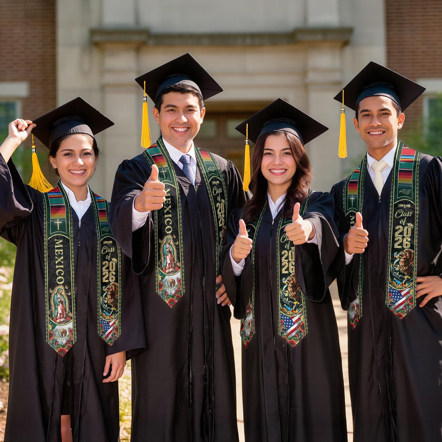 Mexico Graduation Sash, Cross Graduate Stole, Class Of 2026, Mexican Stole | Celebrate your milestone and heritage with this Mexico graduation stole featuring a meaningful cross design