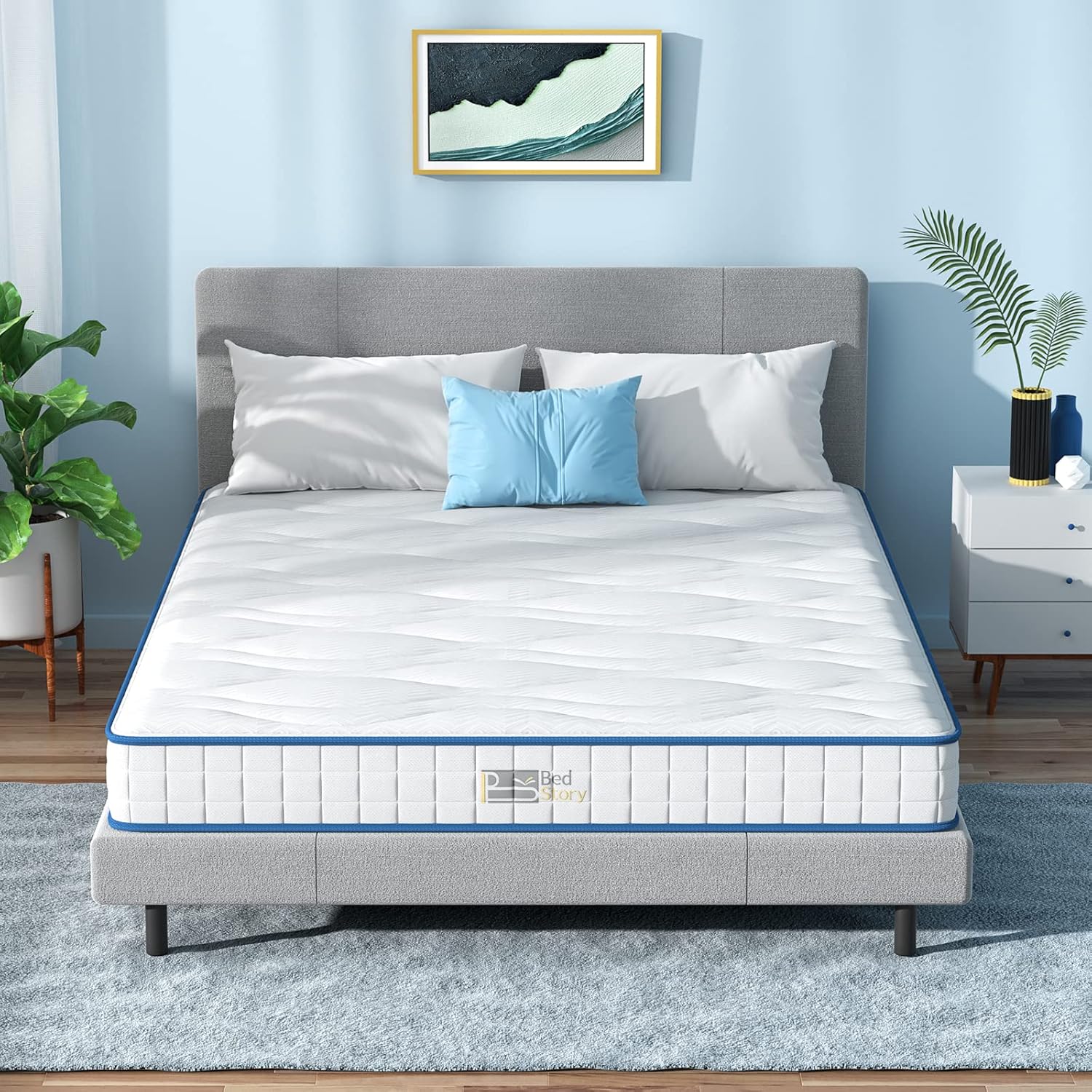 BedStory Queen Mattress, 6 Inch Queen Size Mattress Medium Firm, Hybrid Spring Foam Mattress in