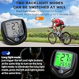 SPGOOD Compteur Vélo sans Fil, 19 Fonctions Étanche IP54 avec Compteur Vélo De Vitesse De Vélo À Affichage Rétro-Éclairé, Compteur De Vitesse De Vélo Démarrage/Arrêt Automatique Compteur VTT - 2