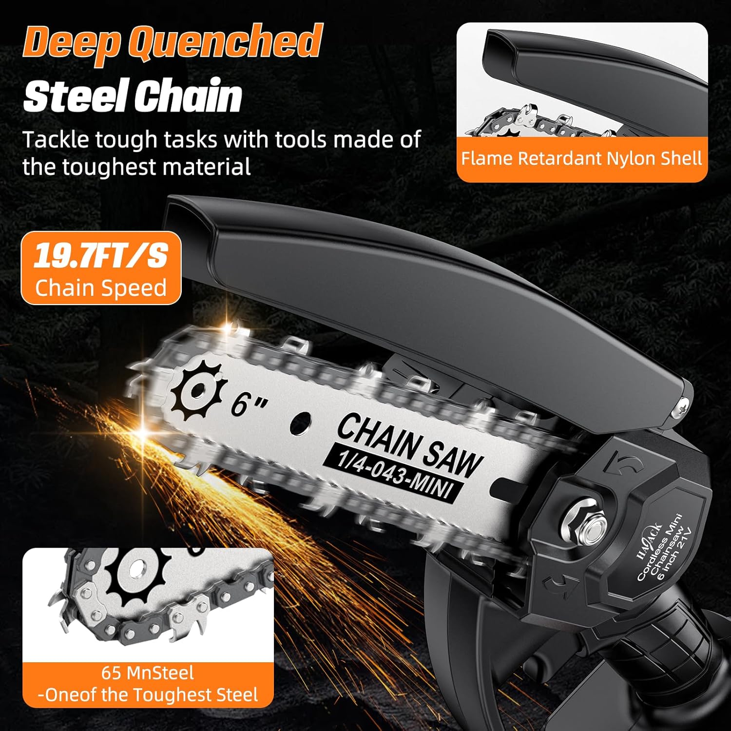 Mini Chainsaw Cordless, 6 inch Electric Chain Saw, Lightweight and Portable, Suitable for Women/Elderly/DIY Enthusiasts, with Two 21V2000mAh Batteries for Tree Pruning and Wood Cutting
