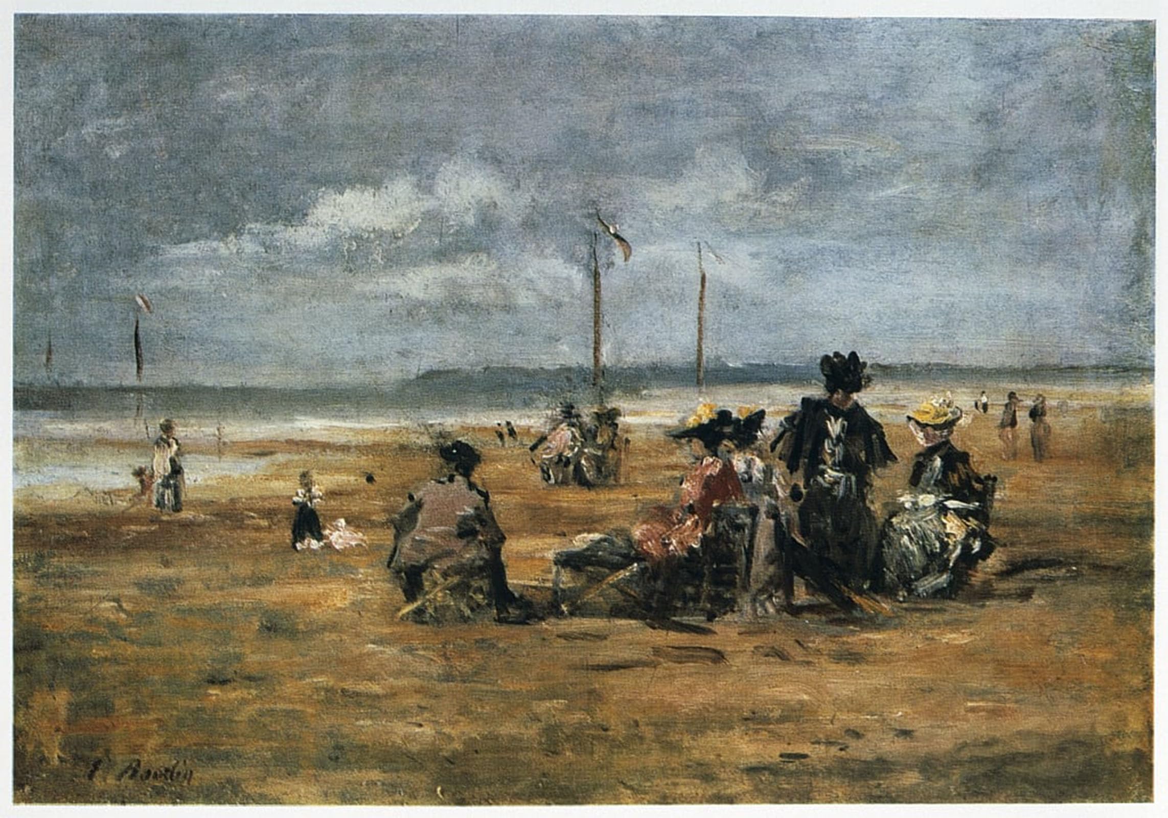 Posteriik No Frame Famous Modern Artwork Art Mural On The Beach By Eugene Louis Boudin Oil Paintings Pictures For Home Decor 60X90cm