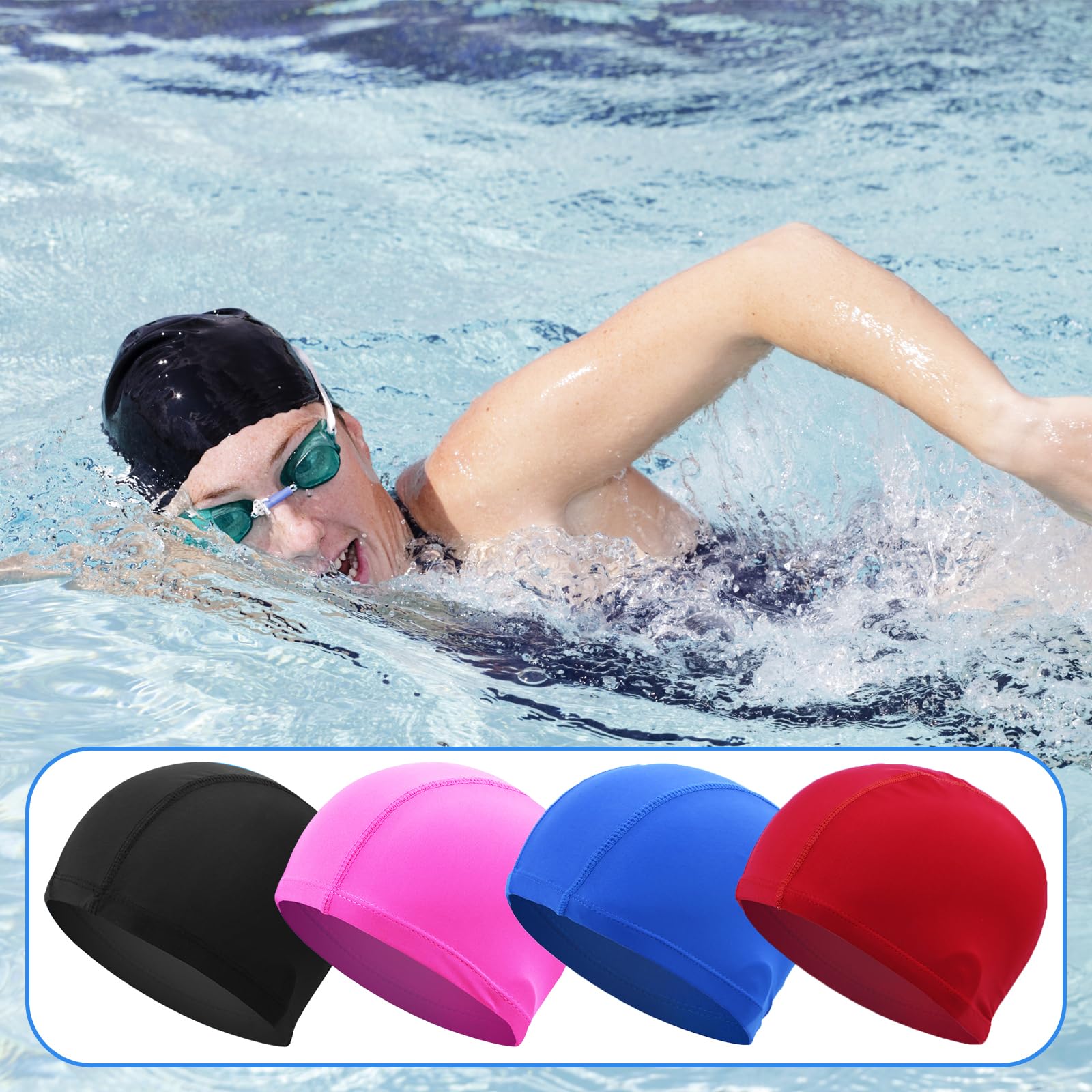 Gorro Piscina con Gafas de Natación Unisex Elástico Suave Multicolor