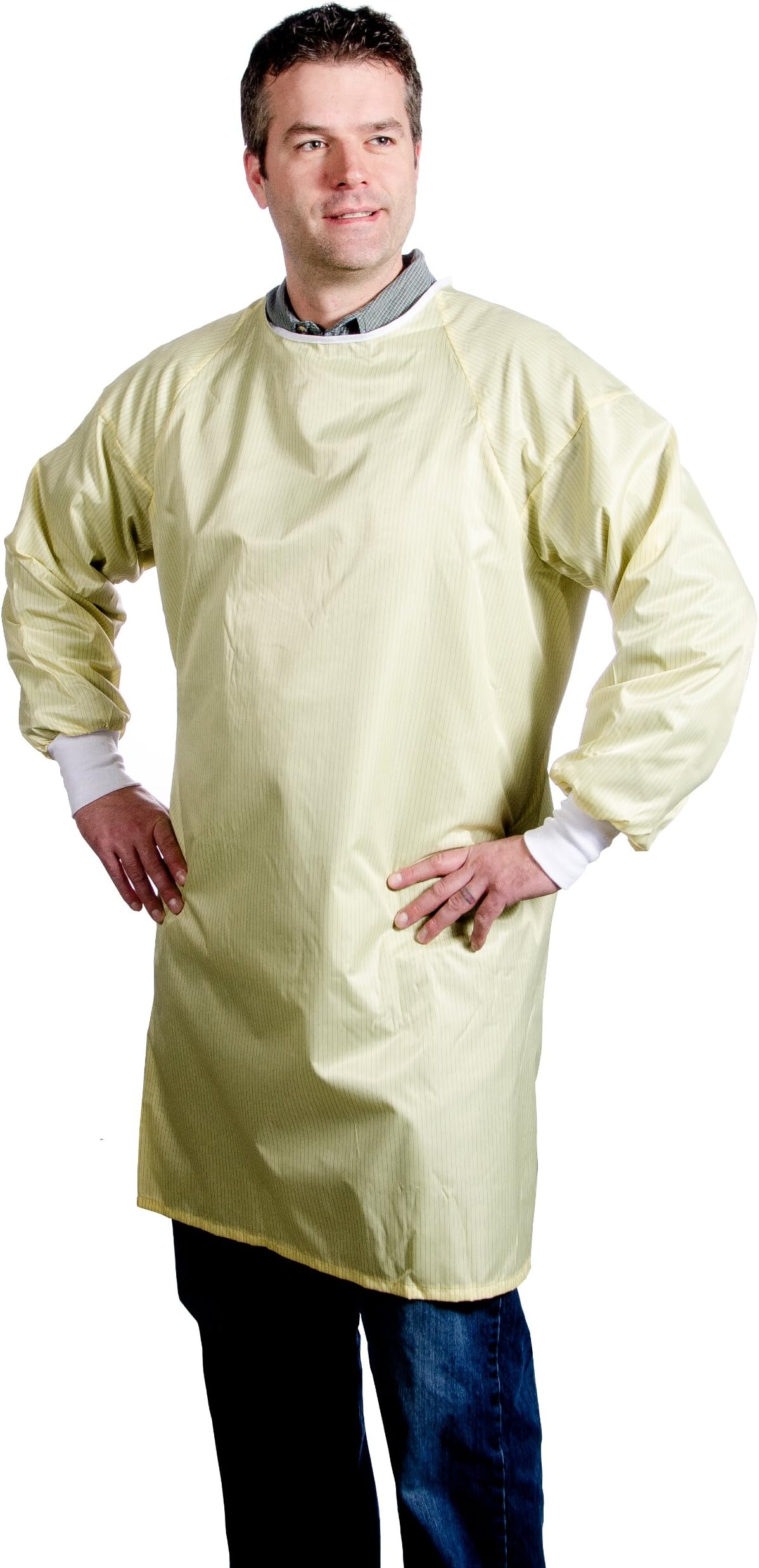 Reusable Anti-Static Isolation Medical Gown with Full Back Coverage, Xl/Yellow/X-large