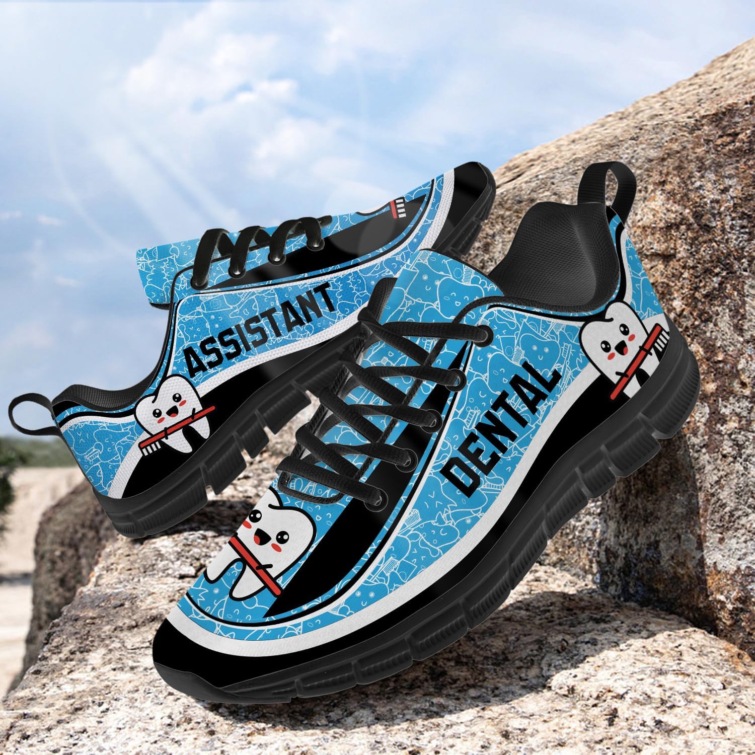 Generic Dental Print Shoes for Women Men Running Shoes Lightweight Sneakers Dentist Gifts for Her Him